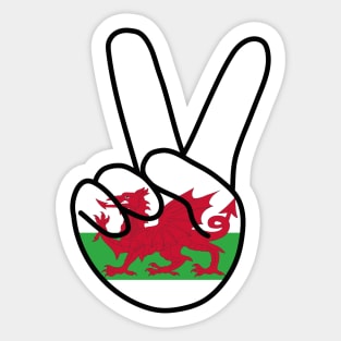 Wales Flag V Sign Sticker